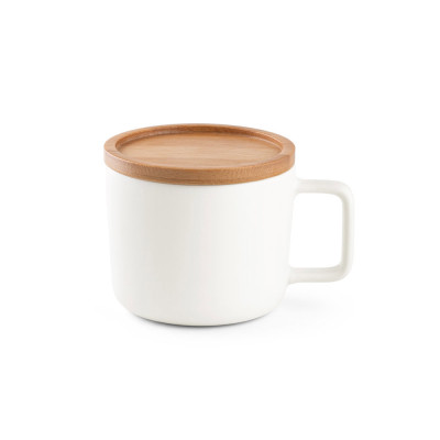 FANGIO. 220 mL ceramic mug with lid and bamboo base